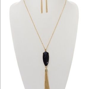 Stone Pendant Necklace set with Tassel